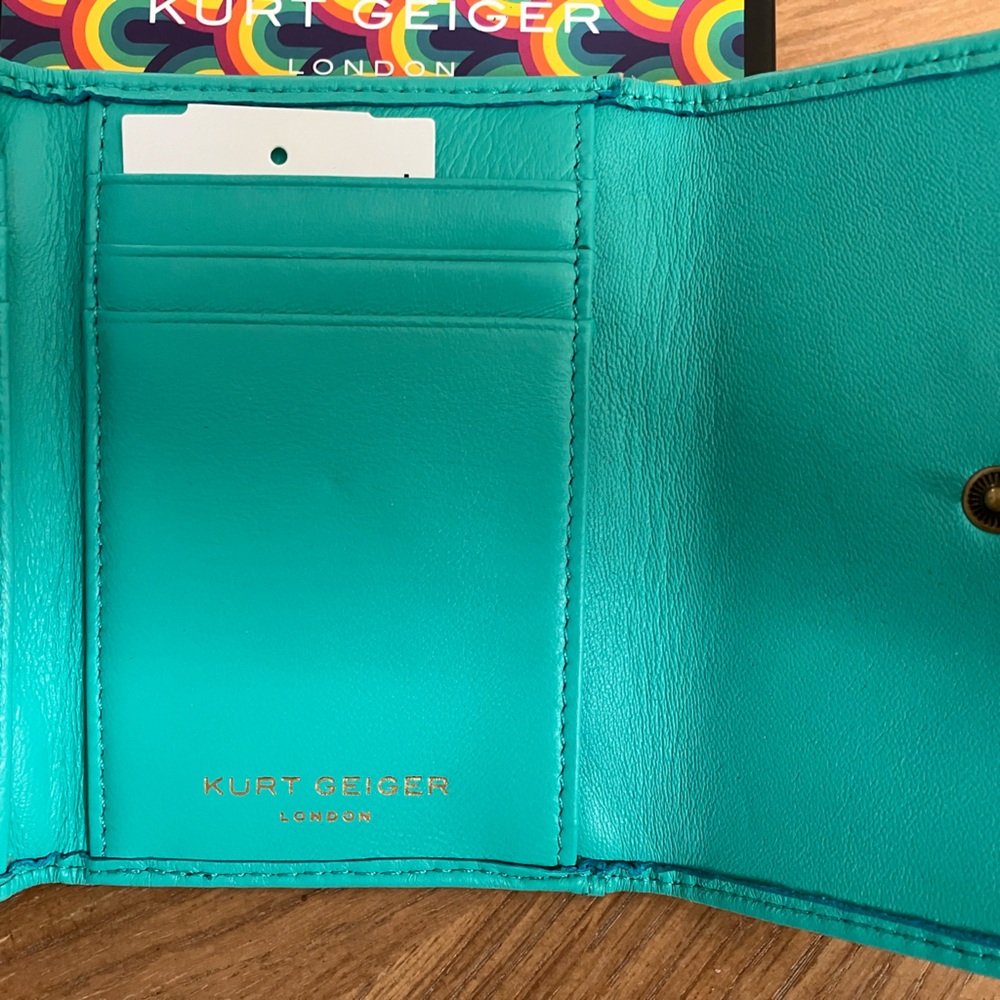 Kurt Geiger London Turquoise Trifold Card Holder - Picture 9 of 11